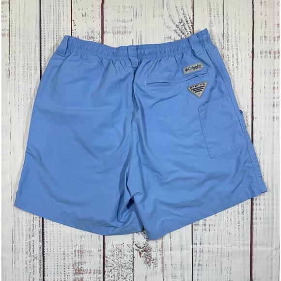 Columbia PFG Swim Trunks Men's Size S Omni-Shade Fishing Shorts Light Blue EUC - Picture 2 of 7